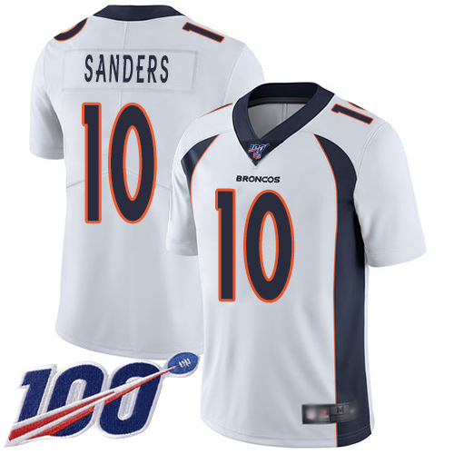 Men Denver Broncos 10 Emmanuel Sanders White Vapor Untouchable Limited Player 100th Season Football NFL Jersey
